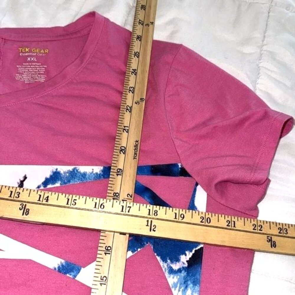 Tek Gear Womens V-Neck Essential Gear Tee XXL Pink With Abstract Graphic - Picture 6 of 6